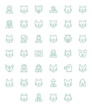 40 Icons for Head featuring 64x64 Display Perfect Thin Line Graphics vector