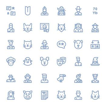 36 128x128 negrita línea íconos optimizado para personaje editable monitor vector