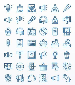 Speaker Graphics featuring 42 Regular Line PIXEL Perfect 256x256 Designs vector