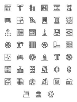 45 128x128 Bold Line Icons optimized for Framework Pixel Optimized display vector