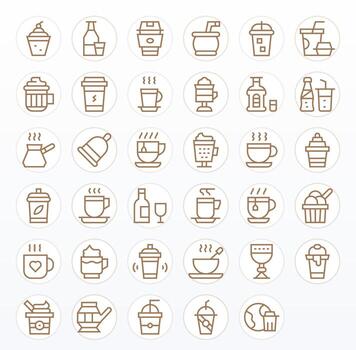 Cup Essential Set including 35 Pixel Optimized Regular Line High Resolution Icons vector