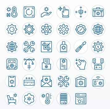 Adjust Pixel Aligned Set with 35 High Resolution Regular Line Icons vector