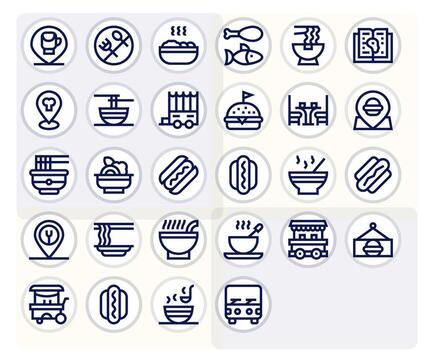 Eatery Professional Set with 28 Bold Line Pixel Optimized High Resolution Icons vector