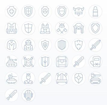 32 íconos para armadura optimizado en editable retina Listo Delgado línea resolución vector