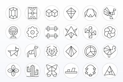 24 Icons for Shape optimized in Pixel Aligned High Resolution Thin Line resolution vector