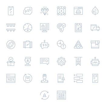 32 Thin Line Editable Icons crafted for Status 128x128 applications vector