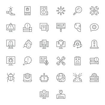 32 Display Perfect Thin Line Icons designed for Troubleshooting Interface vector