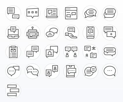 Reply Pixel Optimized Set with 25 High Resolution Regular Line Icons vector