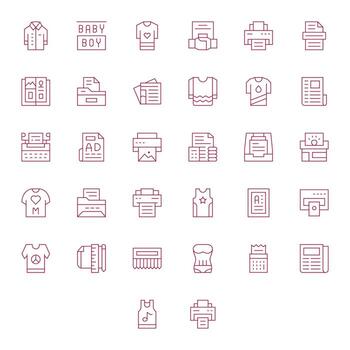 32 Pixel Aligned Thin Line Icons from Print Collection vector