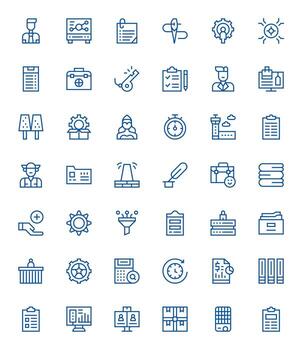 Management Scalable Set featuring 42 Grid Fitted Regular Line High Resolution Icons vector