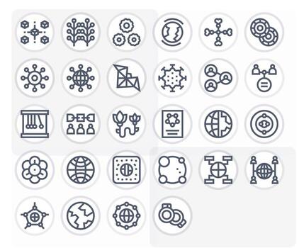 interconectado icono conjunto con 28 negrita línea retina Listo monitor Perfecto gráficos vector