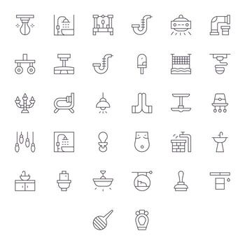 32 Pixel Aligned Icons themed around Fixture in 64x64 Thin Line format vector