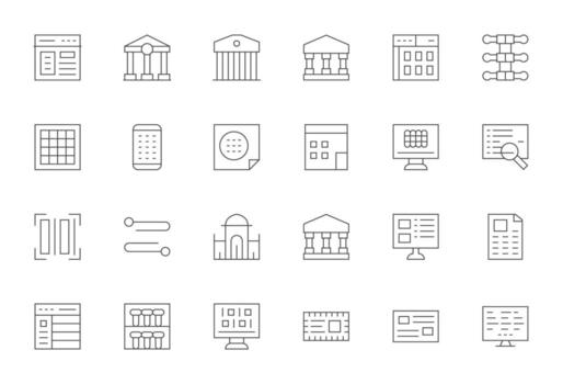Columns Scalable Set featuring 24 Editable Thin Line Retina Ready Icons vector