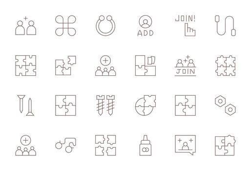 unirse alto resolución icono paquete con 24 Delgado línea monitor Perfecto elementos vector