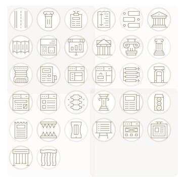 32 Thin Line Editable Icons for Column Graphics vector