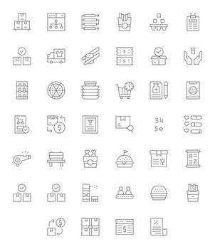 40 Thin Line Icons for Order in crisp 128x128 Editable resolution vector