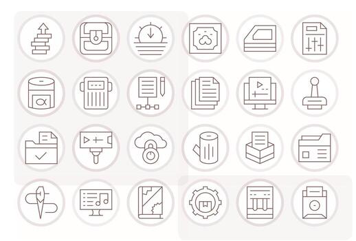 File Management Modern Collection with 24 Thin Line 64x64 Pixel Aligned Icons vector