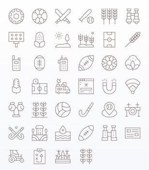 40 editable Delgado línea íconos diseñado para campo interfaz vector