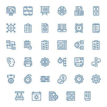 Workflow Ultimate Package with 35 128x128 Regular Line Display Perfect Icons vector