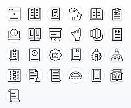 25 Pixel Aligned High Resolution Icons for Instruction in elegant Regular Line design vector