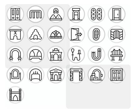 regular línea estilo paso íconos con 25 alto resolución píxel alineado diseños vector