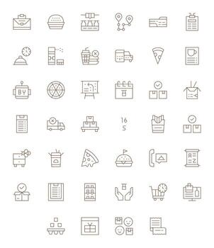 40 Delgado línea píxel optimizado íconos a la medida para orden 256x256 interfaz vector