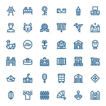 Flat Icon Toolkit featuring 36 Display Perfect Retina Ready Bold Line elements vector