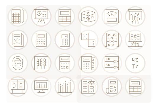 Numbers Comprehensive Bundle with 24 Pixel Aligned Thin Line High Resolution Icons vector