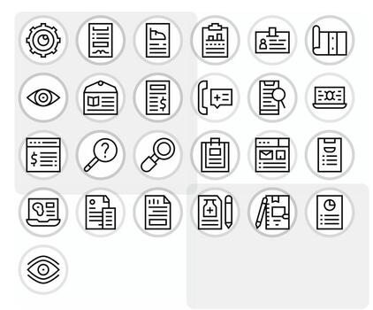 Regular Line Style Details Icons with 25 256x256 Pixel Optimized Designs vector