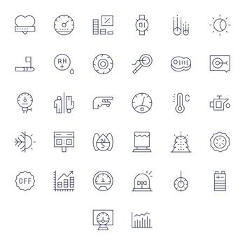 indicador esencial conjunto incluso 32 cuadrícula equipado Delgado línea 256x256 íconos vector