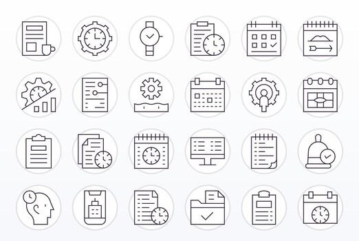 tarea visual paquete conteniendo 24 Delgado línea píxel alineado íconos vector