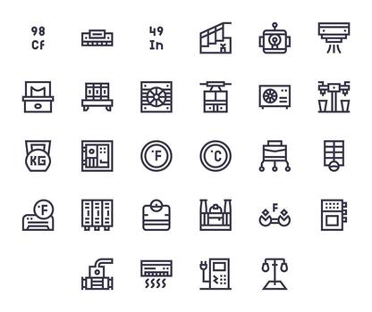 28 Bold Line Pixel Optimized Icons tailored for Unit 256x256 interface vector