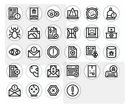 Error Message 64x64 Icon Pack with 28 Bold Line Pixel Aligned Elements vector