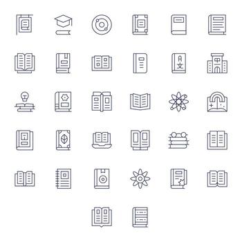 libro de texto esencial conjunto incluso 32 píxel optimizado Delgado línea 256x256 íconos vector