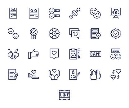 25 Regular Line Icons from Approval in High Resolution Detail Enhanced Quality vector