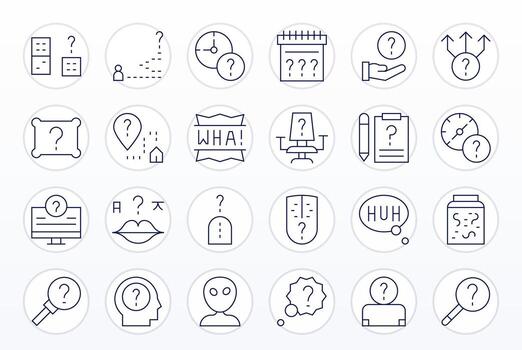 24 Icons inspired by Unknown in Editable 256x256 Thin Line quality vector