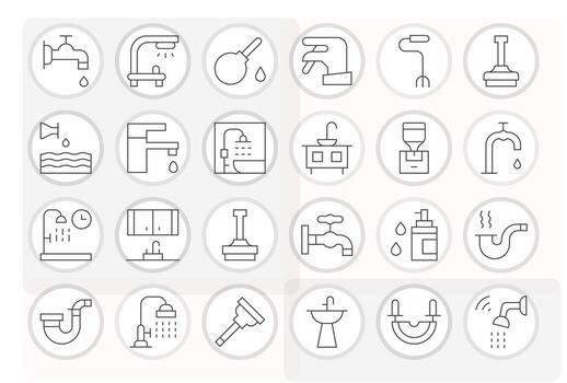 24 Display Perfect Thin Line Icons designed for Faucet Interface vector