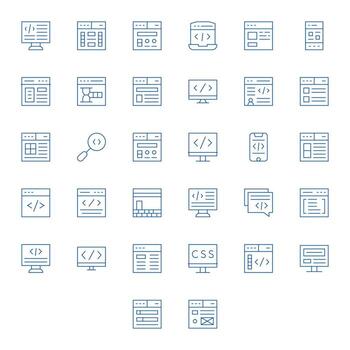 Html Grid Fitted Set with 32 256x256 Thin Line Icons vector