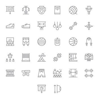 32 Thin Line Pixel Optimized 64x64 Icons from Training Suite vector