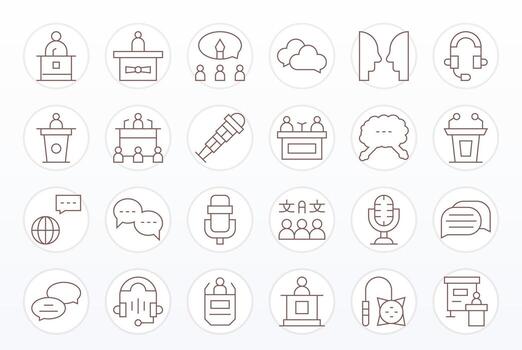 Talk Exclusive Set featuring 24 Thin Line PIXEL Perfect High Resolution Icons vector