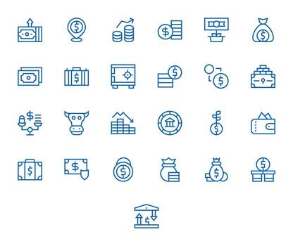 25 Regular Line Detail Enhanced Icons tailored for Assets 256x256 interface vector