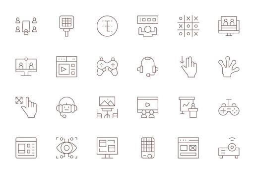 Interactive Display Perfect Set with 24 128x128 Thin Line Icons vector
