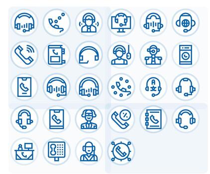 28 High Resolution Bold Line Icons optimized for Call Center Pixel Optimized display vector