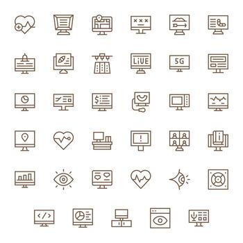 monitor exhaustivo haz con 35 píxel Perfecto regular línea alto resolución íconos vector