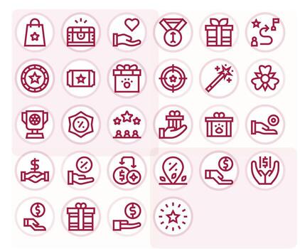 Bold Line Pixel Optimized Icons from Reward Set with 28 128x128 Icons vector