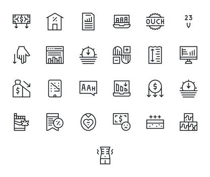 25 High Resolution Regular Line Icons for Decrease with Detail Enhanced precision vector