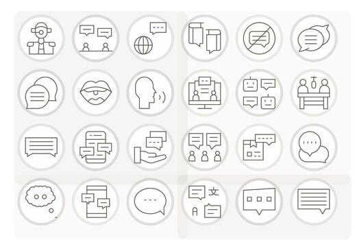 Dialogue 128x128 Icon Pack with 24 Thin Line Pixel Optimized Elements vector