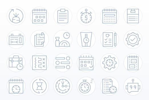 24 Delgado línea íconos para tarea en crujiente 128x128 detalle mejorado resolución vector