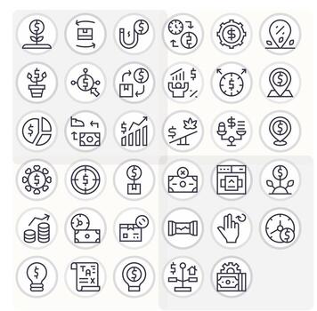 regreso visual paquete conteniendo 35 regular línea cuadrícula equipado íconos vector