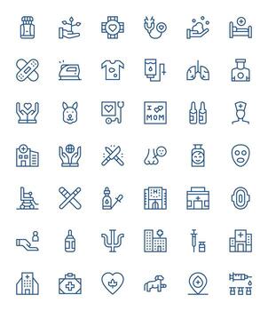 Care Icon Toolkit featuring 42 Pixel Optimized 256x256 Regular Line elements vector